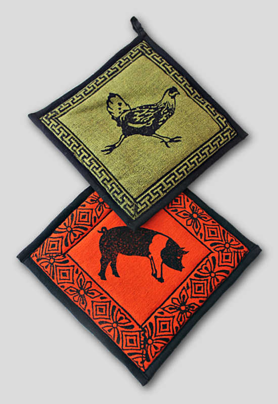 cotton block print potholder fair trade nepal