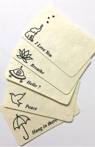 Handcrafted Tiny Lokta Paper Love Note Set, 5 Designs