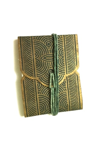 Tiny Handcrafted Lokta Paper Journal with Wrap-Around Tie