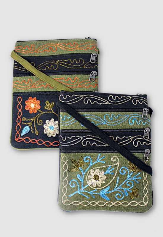 embroidered zipper purse fair trade nepal