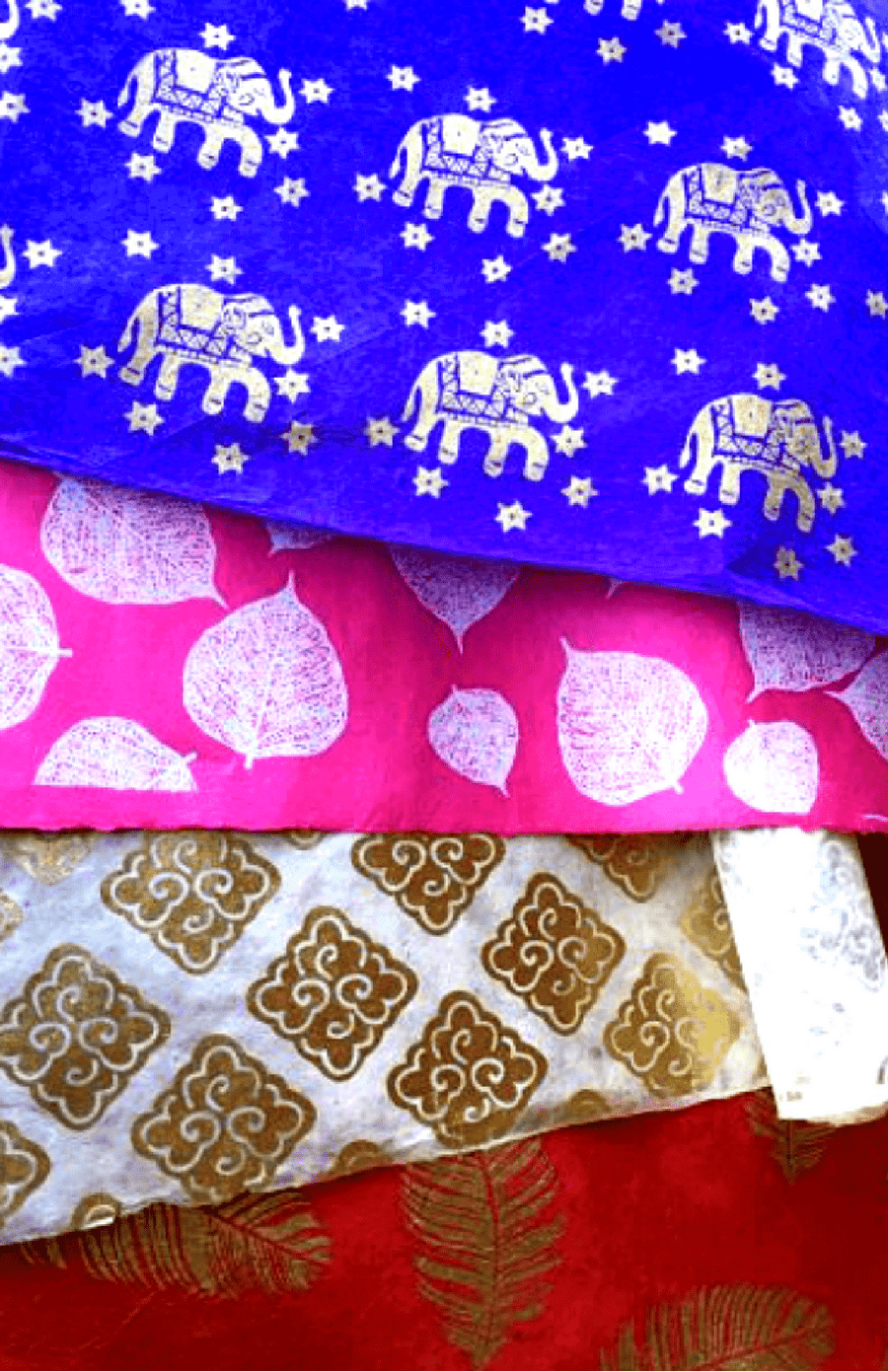 Handcrafted Lokta Paper Gift Wrap, Assorted Patterns