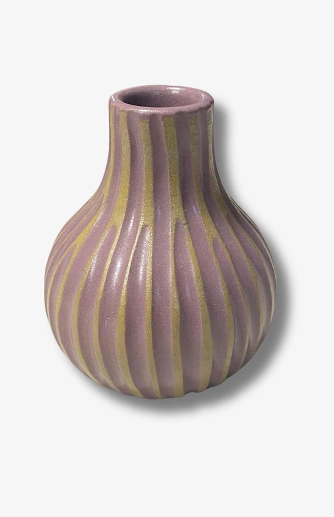 purple ceramic bud vase