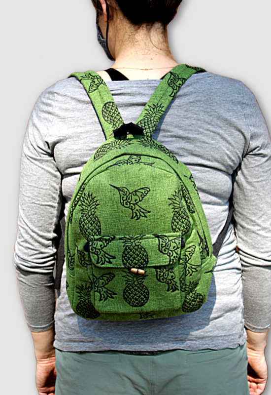 cotton block print backpack fair trade nepal