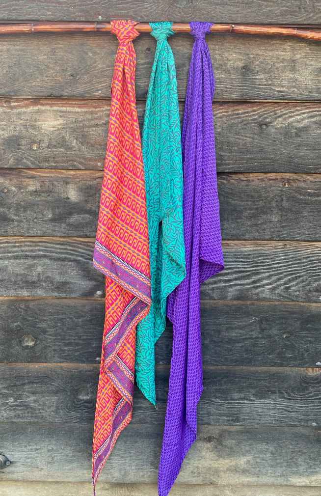 Vintage Sari Triangle Scarf