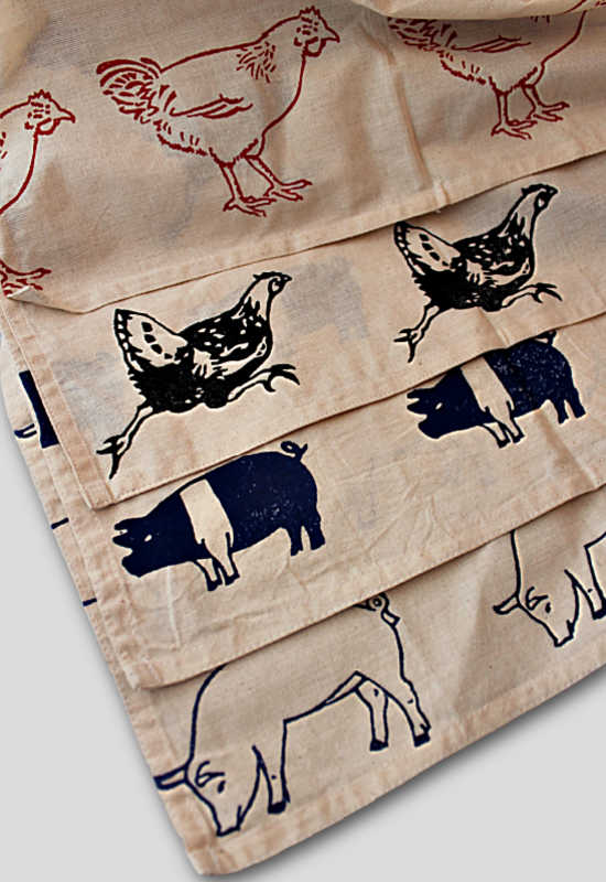 cotton block print dishtowel fair trade nepal
