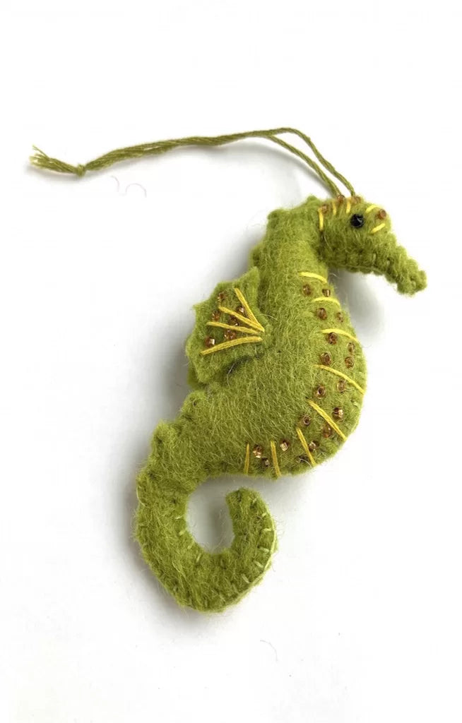 felt seahorse ornament fair trade nepal