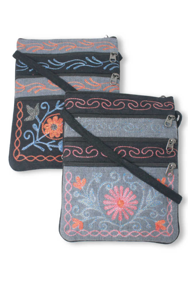 embroidered zipper purse fair trade nepal