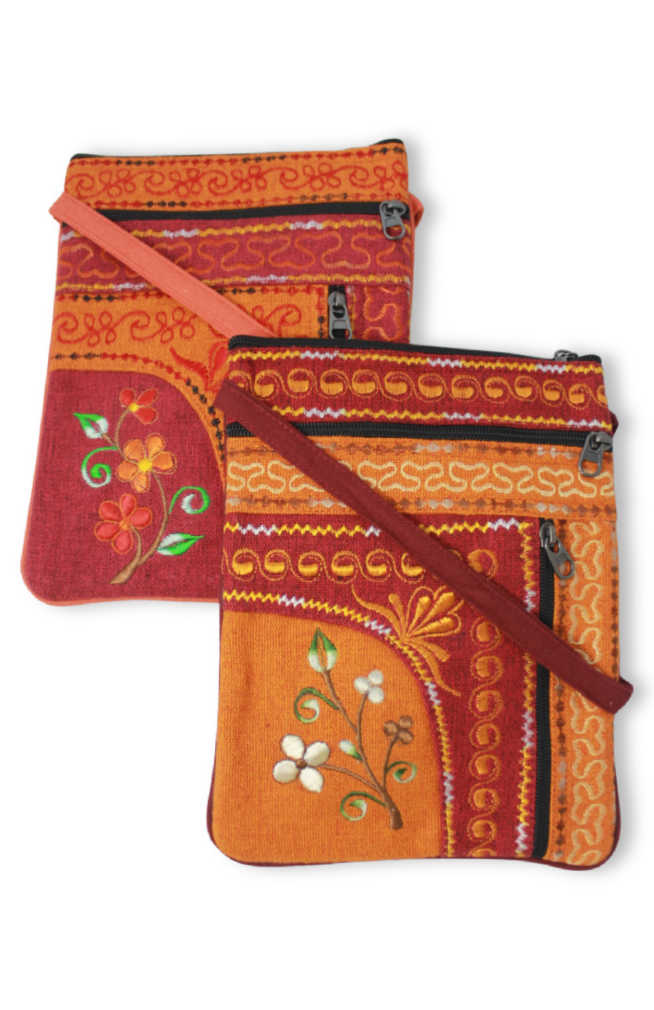 embroidered zipper purse fair trade nepal