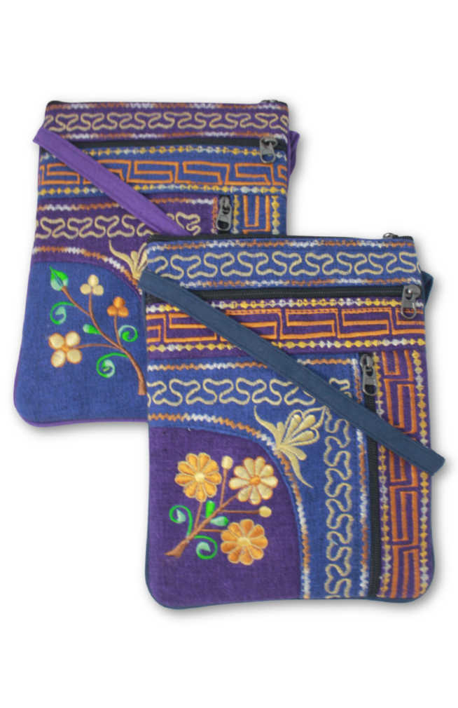 embroidered zipper purse fair trade nepal