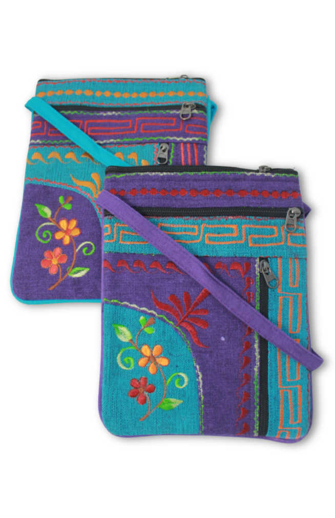 embroidered zipper purse fair trade nepal