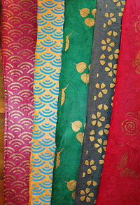 Handcrafted Lokta Paper Gift Wrap, Assorted Patterns, 50 sheets