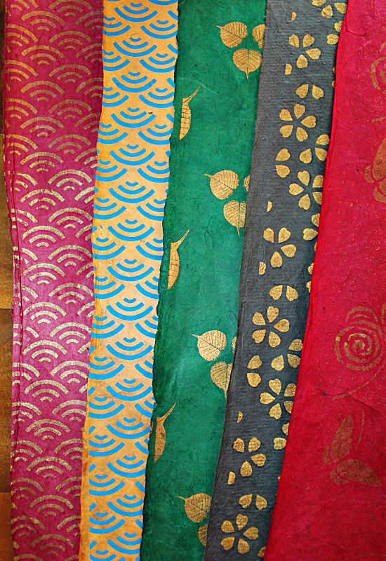 Handcrafted Lokta Paper Gift Wrap, Assorted Patterns, 50 sheets