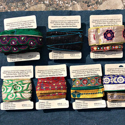 recycled silk gift wrap ribbon embroidery beadwork