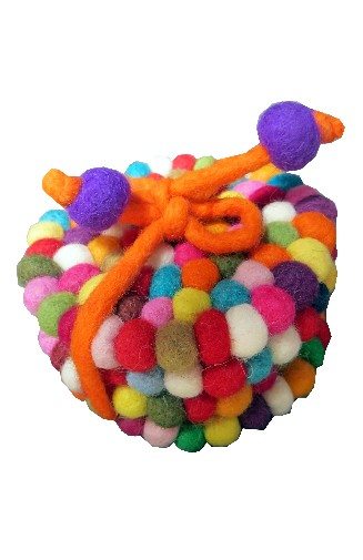 Hand-Felted Ball Coasters - Set of 4, Assorted Colors