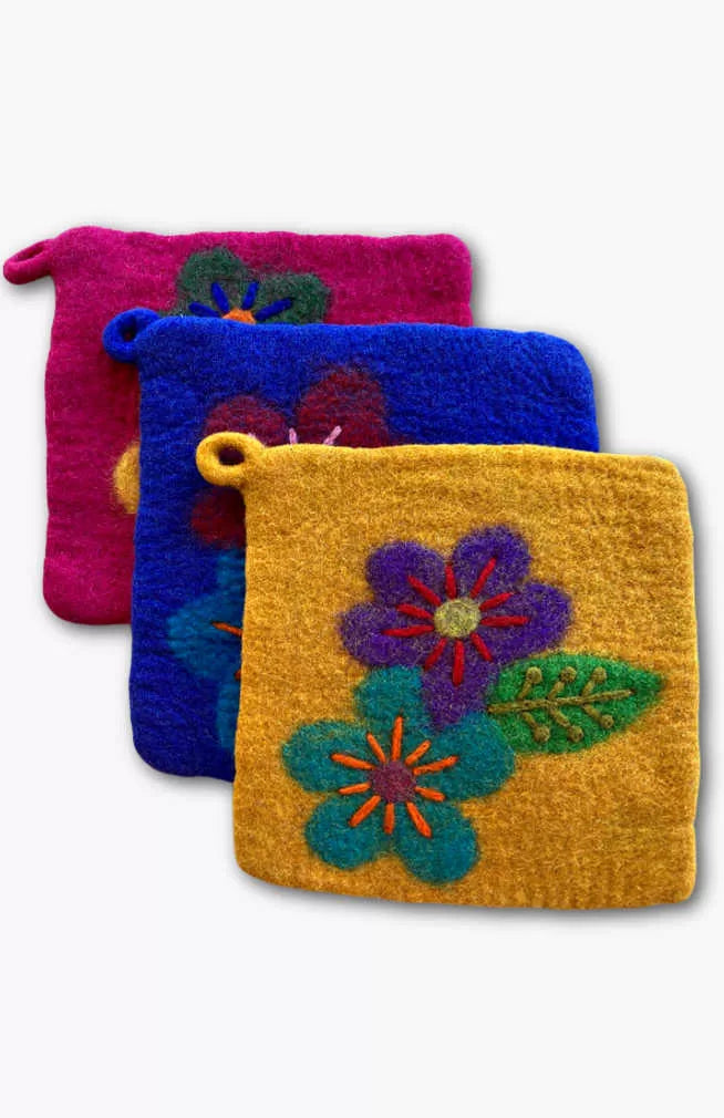 felt potholder, fair trade Nepal
