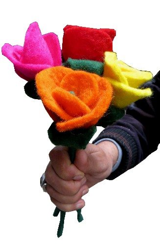 colorful felt rose flower handmade in Nepal