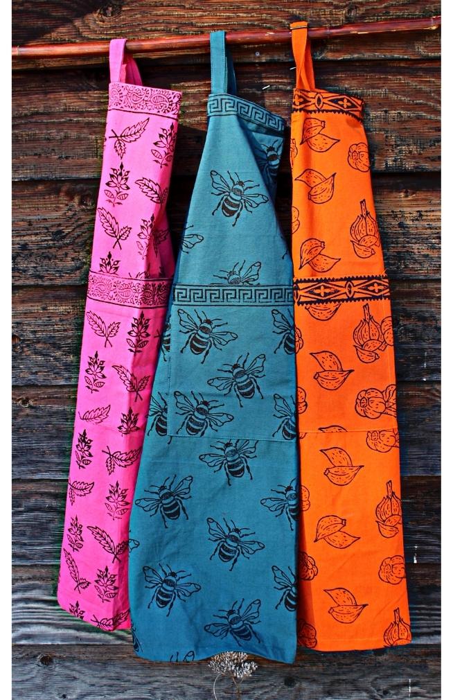 cotton block print apron fair trade nepal
