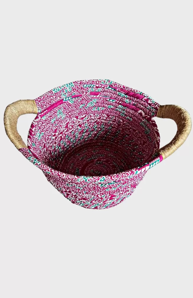 recycled silk basket fair trade nepal
