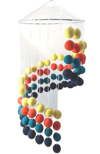 Handcrafted Felt Ball Mobile, Swirl Design, Assorted Colors