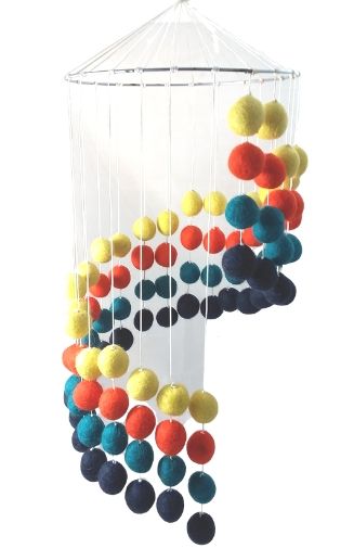 Handcrafted Felt Ball Mobile, Swirl Design, Assorted Colors