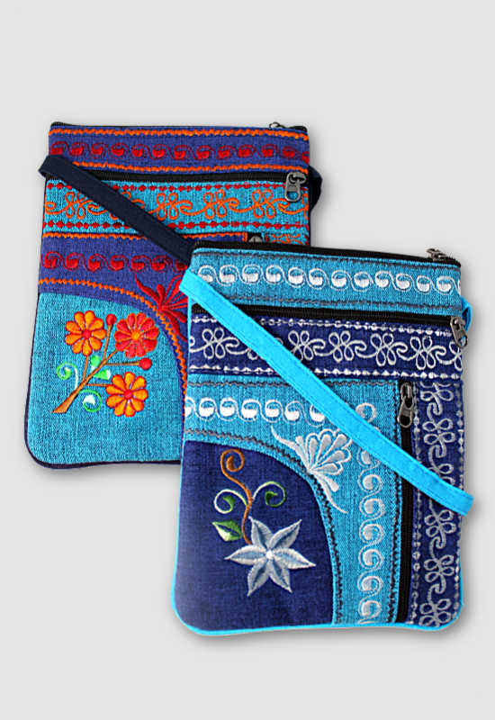 embroidered zipper purse fair trade nepal