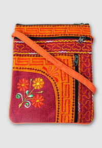 Embroidered Passport Bag - Vertical Zip Pocket
