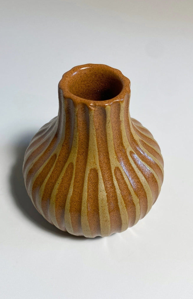 Handmade Orange Ceramic Bud Vase. Fair Trade Nepal