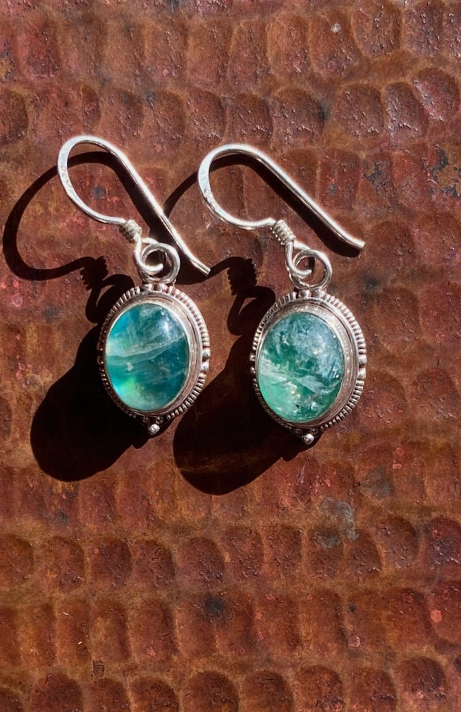 Sterling Silver Pendant Earring with Oval Gemstone
