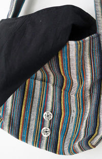 Striped Cotton Flap Bag