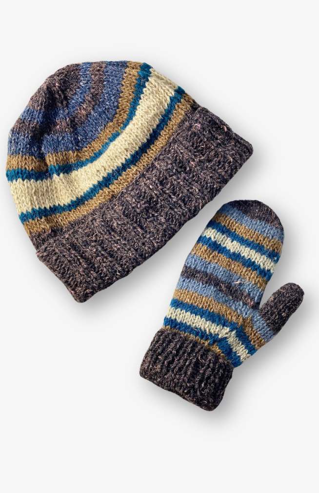 hemp/wool mitten, knits, fair trade Nepal