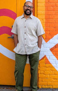Hand Crafted Short Sleeve Button Down Cotton Shirt w Collar