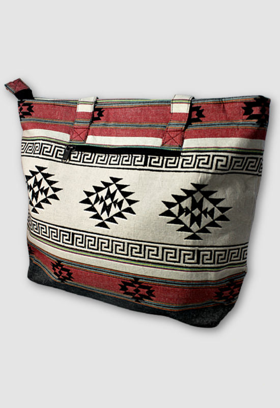 cotton block print tote bag fair trade nepal