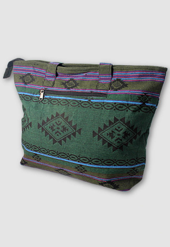 cotton block print tote bag fair trade nepal