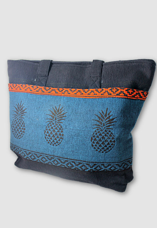 cotton block print tote bag fair trade nepal