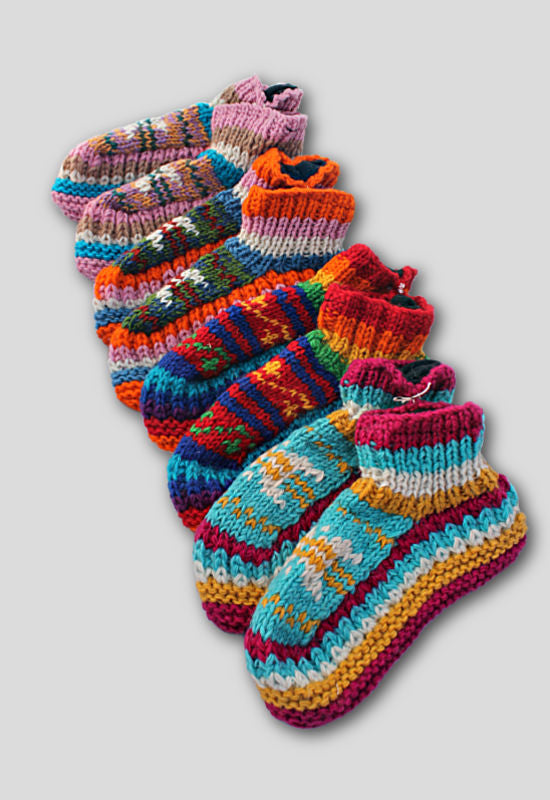 wool knit fleece lined slipper fair trade nepal men's women's