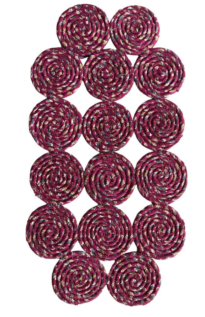 recycled silk sari coiled trivet, fair trade Nepal