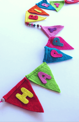 felt happy birthday banner pennant fair trade nepal