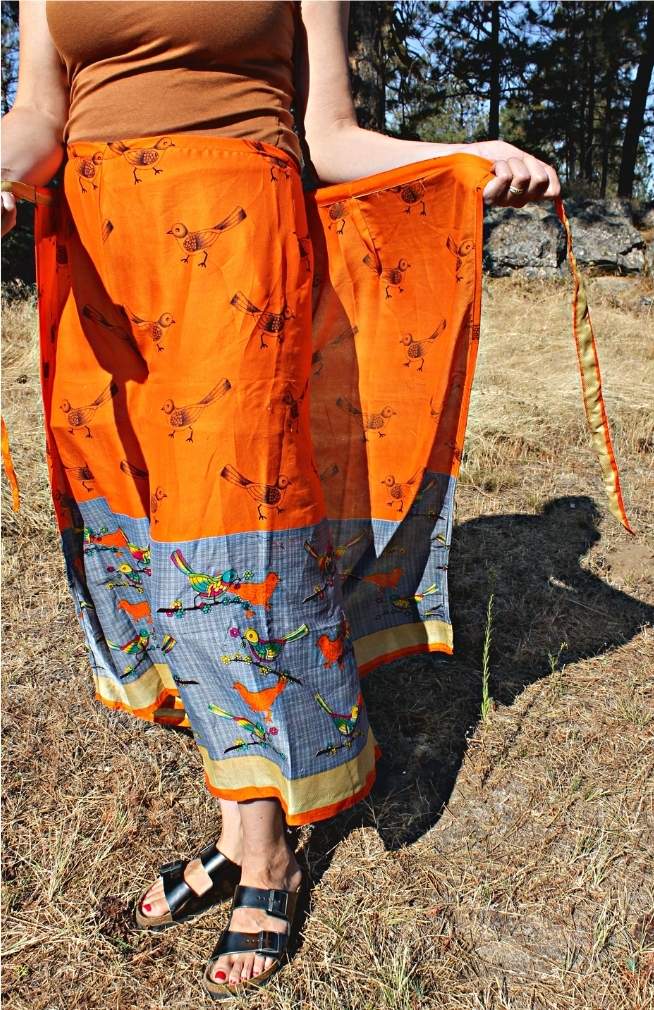 Handcrafted Recycled Silk Wrap Pants w Double Tie, Assorted