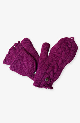 Fair trade handmade fleece lined wool glitten made by artisans in Nepal