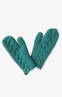 Wool Cable Knit Fleece Mitten Handmade by Artisans in Nepal. Fair Trade