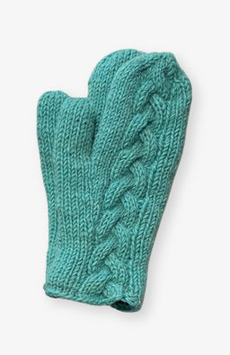 Wool Cable Knit Fleece Mitten Handmade by Artisans in Nepal. Fair Trade