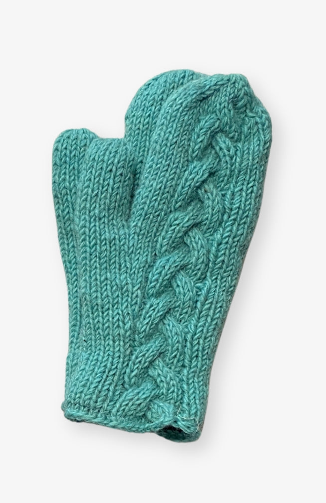 Wool Cable Knit Fleece Mitten Handmade by Artisans in Nepal. Fair Trade