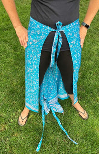 Handcrafted Recycled Silk Wrap Pants w Double Tie, Assorted