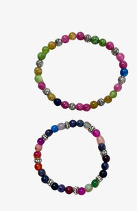 Assorted agate stone bracelet with metal spacer beads made in Nepal 