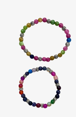 Assorted agate stone bracelet with metal spacer beads made in Nepal 