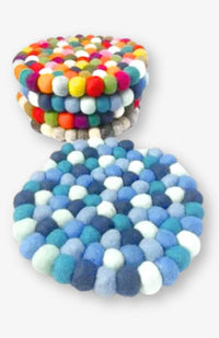 Hand Crafted Round Felt Ball Trivet, Assorted Color Options
