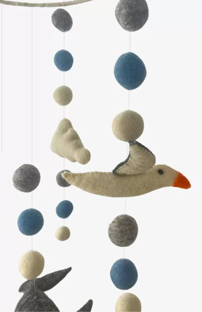 felt whale seagull mobile fair trade Nepal