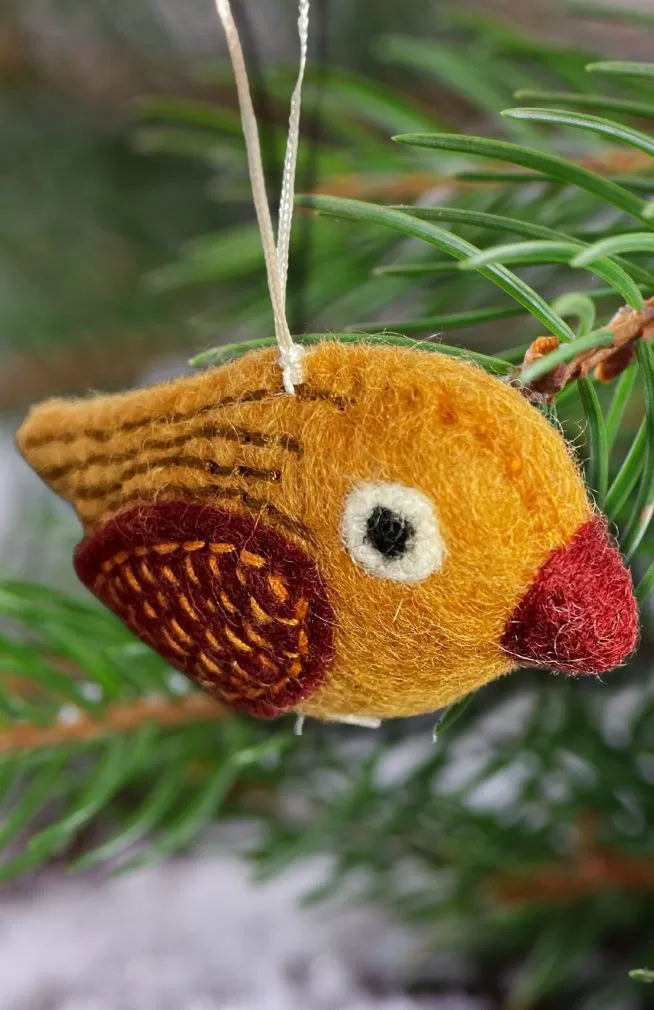 felted bird ornament, fair trade Nepal