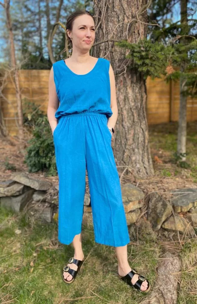 cotton jumpsuit, sleeveless, fair trade Nepal