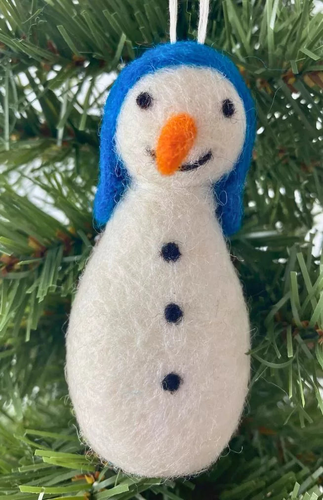 felt snowman ornament fair trade Nepal